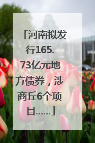 河南拟发行165.73亿元地方债券，涉商丘6个项目……